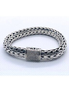 John Hardy Chain Diamond Bracelet 11mm Sterling Silver 925 18K 750